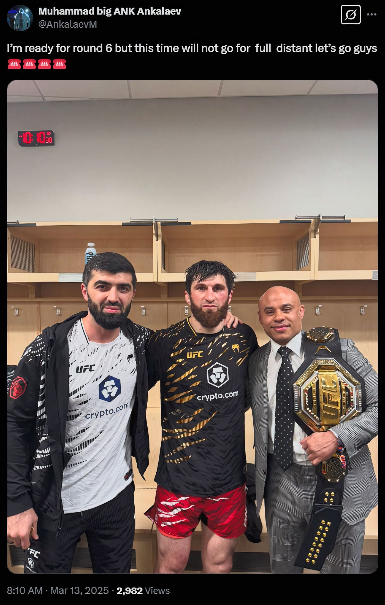 A screenshot of Magomed Ankalaev's tweet about rematching Alex Pereira